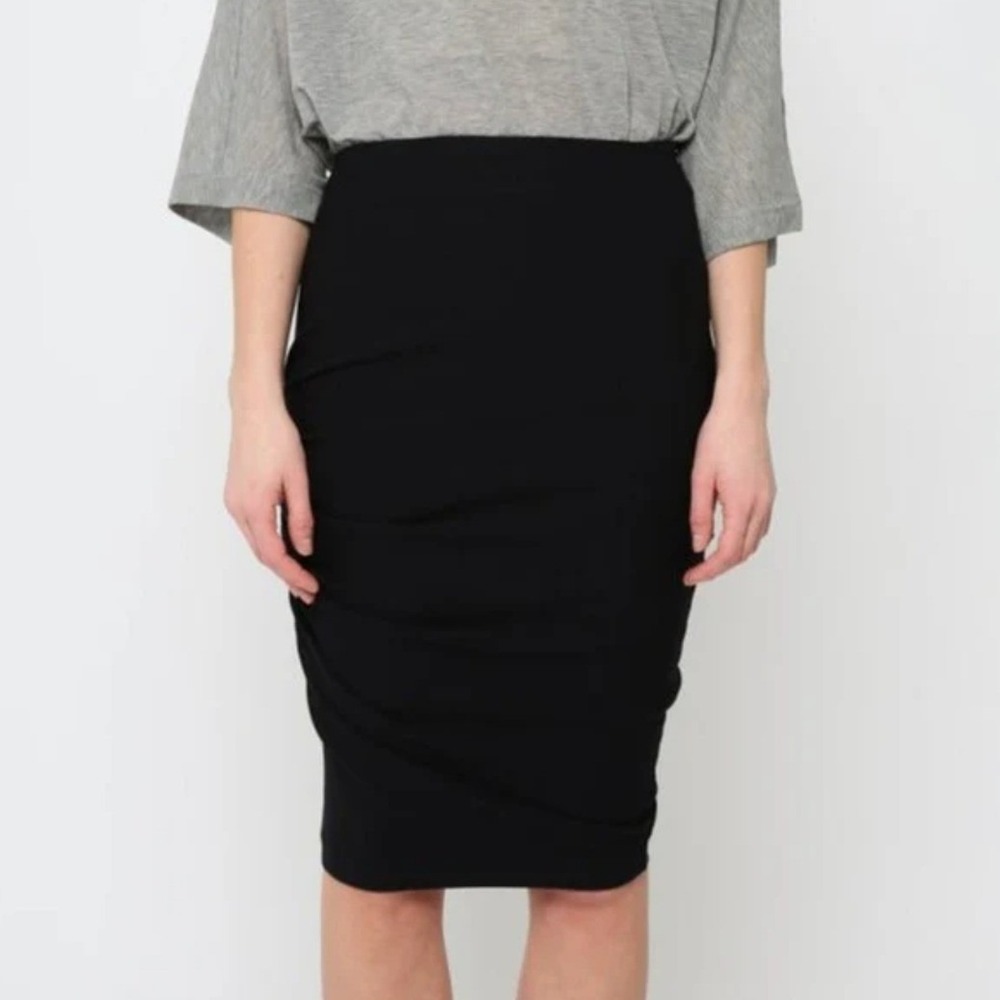 Jarbo Black Side Pleat Technical Stretch Ruched Pencil Skirt JYT326137 Size 34